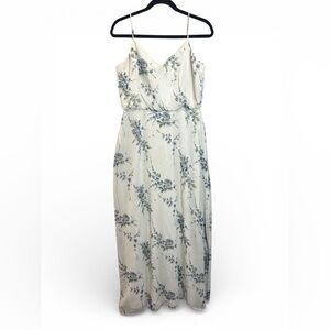 Vow’d Floral Chiffon Maxi Dress M Blue‎ White Adjustable Straps Bridal Guest